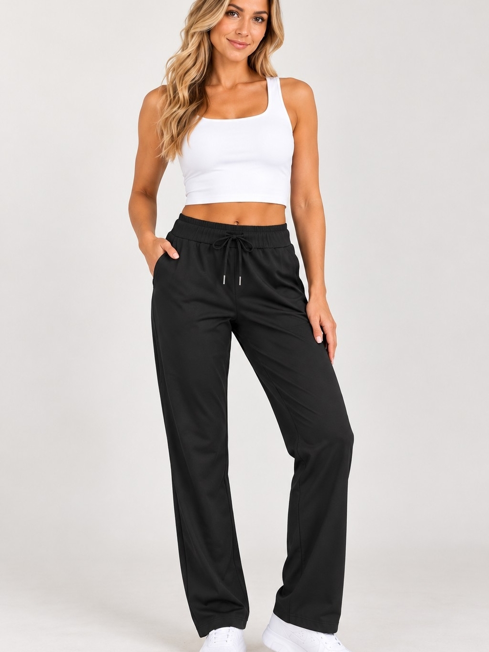NWT Leapstride Black Straight Leg Track Pants S
